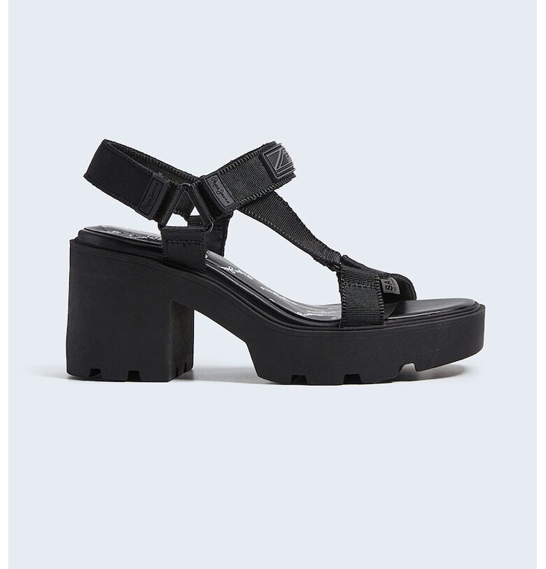 Сандали с велкро и масивен ток Pepe Jeans London