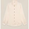 Сатенена риза с контрастни копчета - Слонова кост Oltre