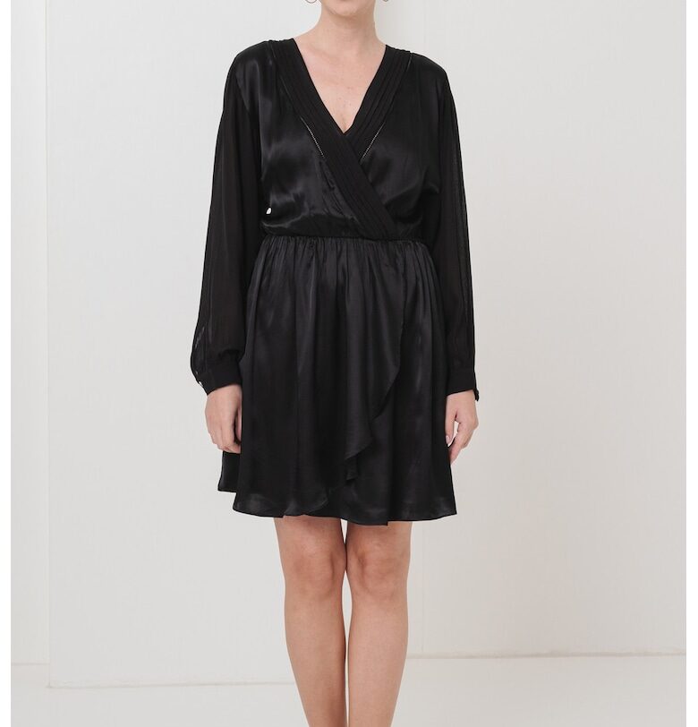 Сатинирана разкроена рокля с модал BOSS