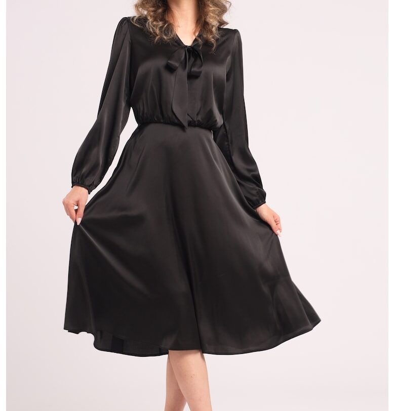 Сатинирана рокля с панделка CAMISSI