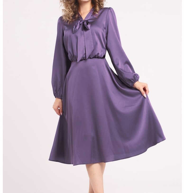 Сатинирана рокля с панделка CAMISSI