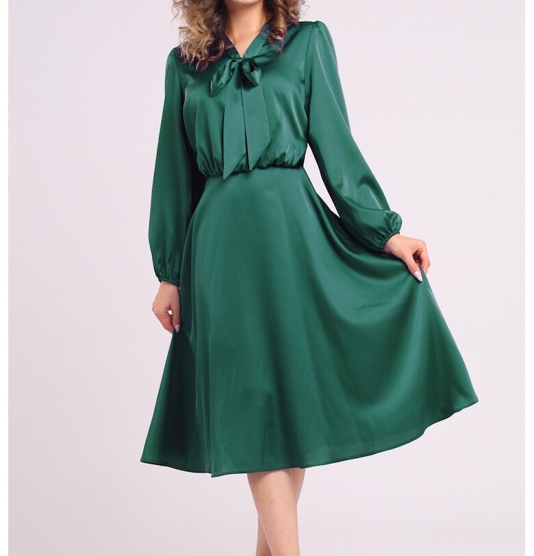 Сатинирана рокля с панделка CAMISSI