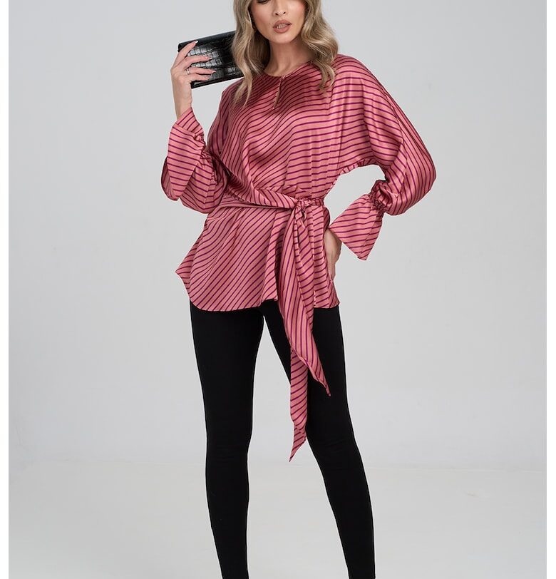 Сатинитана блуза на райе - Розово Couture de Marie