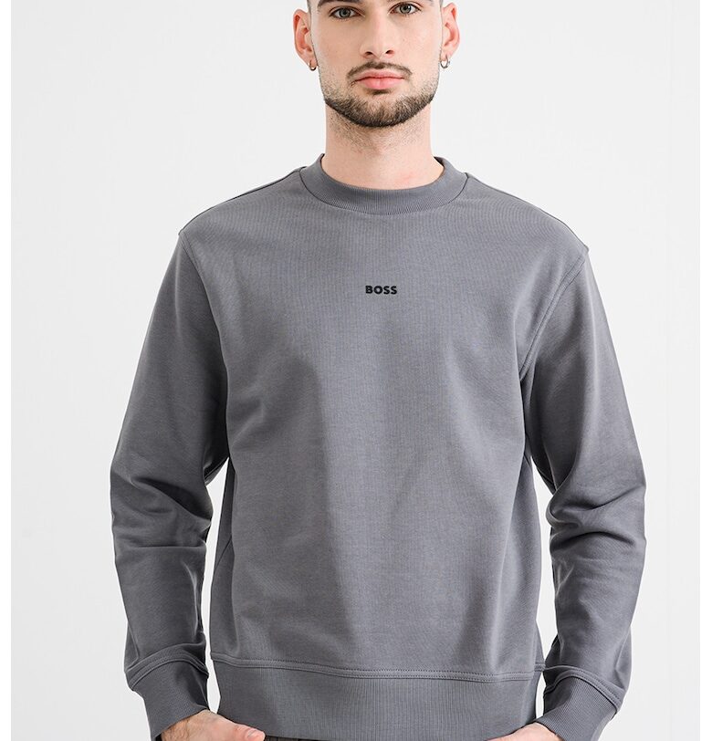 Свободен памучен суитшърт - Tъмносив BOSS