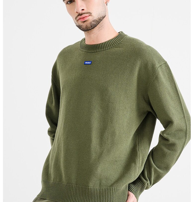 Свободен пуловер San Casey - Маслинено зелено HUGO