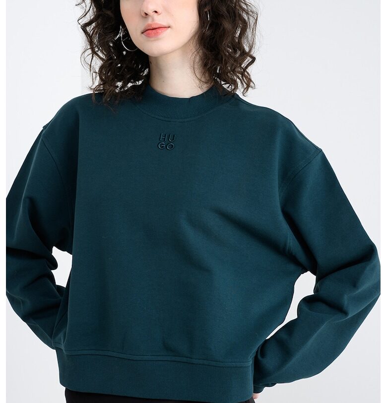 Свободен суитшърт Daxandria с паднали ръкави - Тъмнозелен HUGO