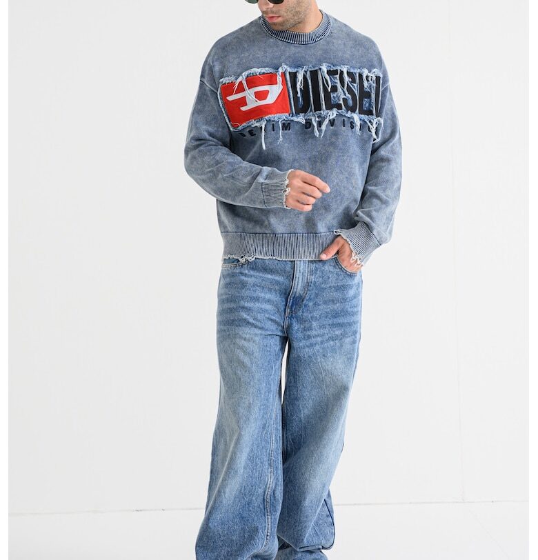 Свободен суитшърт K-Fronzi без подгъв - Сив/Син Diesel