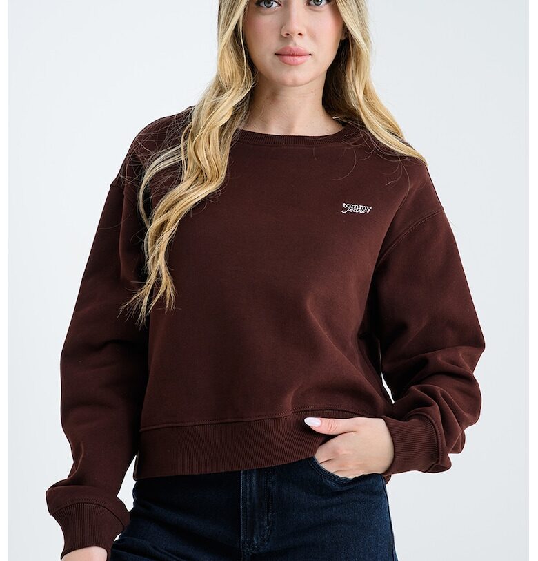 Свободен суитшърт с овално деколте - Виолетов Tommy Jeans