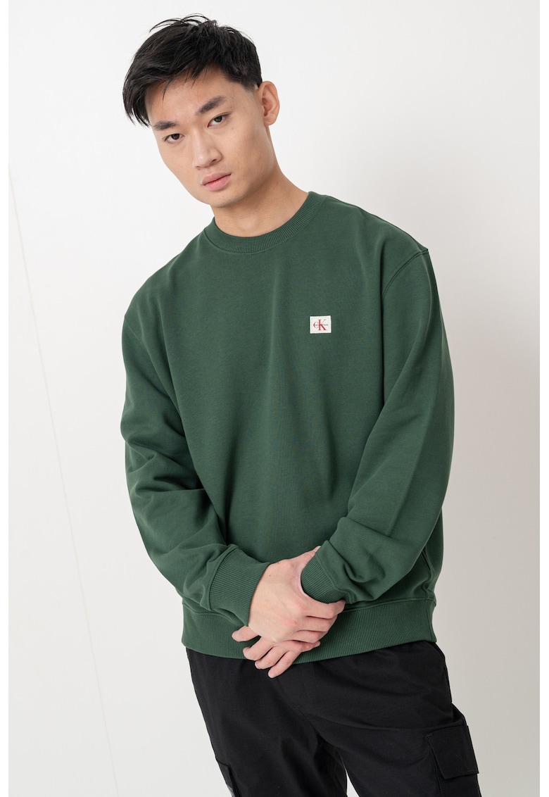 Свободен суитшърт с овално деколте - Тъмнозелен CALVIN KLEIN JEANS