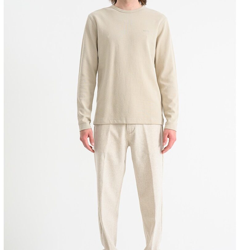 Свободна блуза с релеф - Светло бежово BOSS