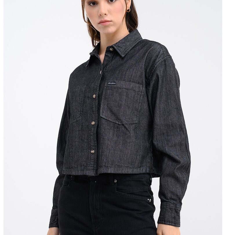 Свободна дънкова риза с джобове - Антрацитно сиво GUESS JEANS