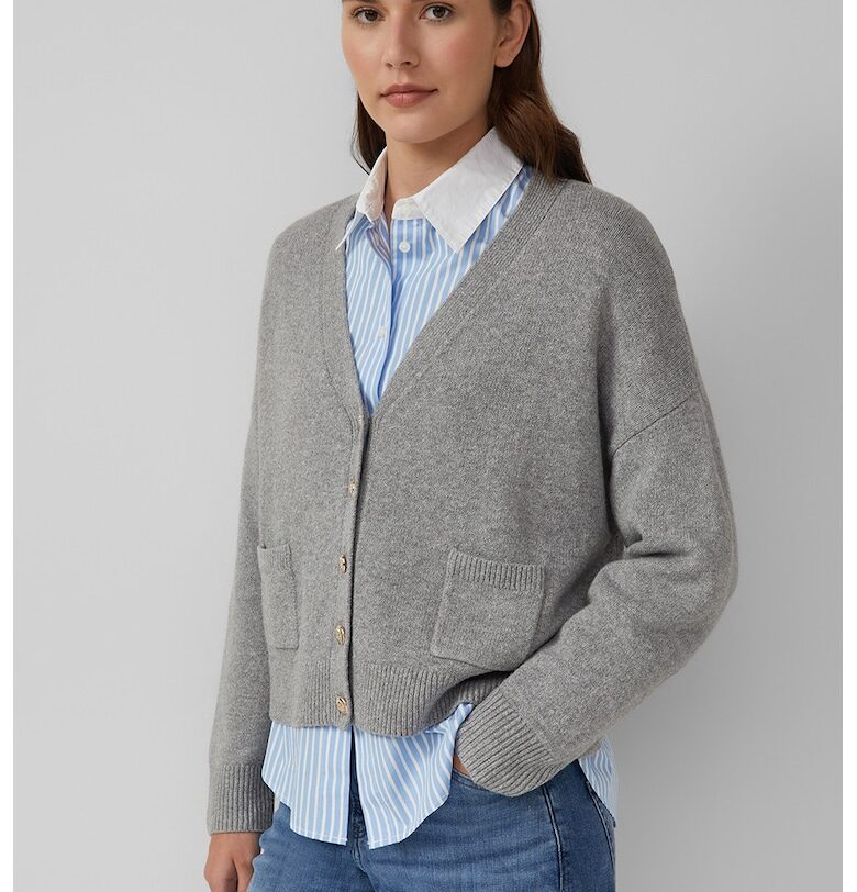 Свободна жилетка с пришити джобове - Светло сив sOliver