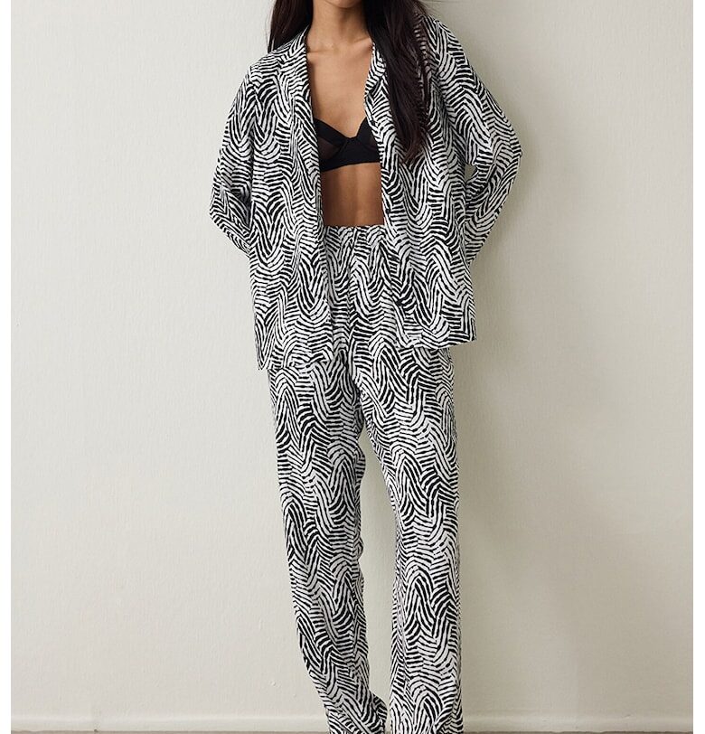 Свободна пижама на райе - Бял/Черен Penti