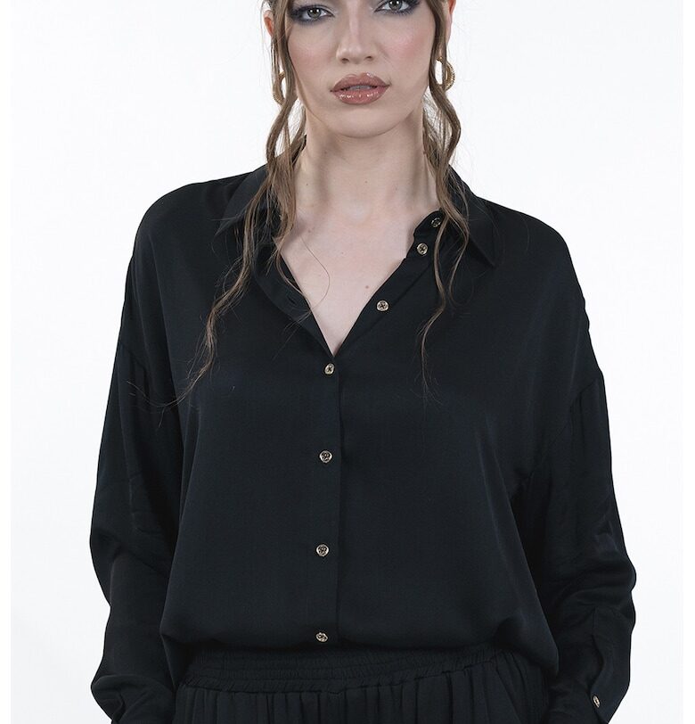 Свободна риза с паднали ръкави - Черен Maellie
