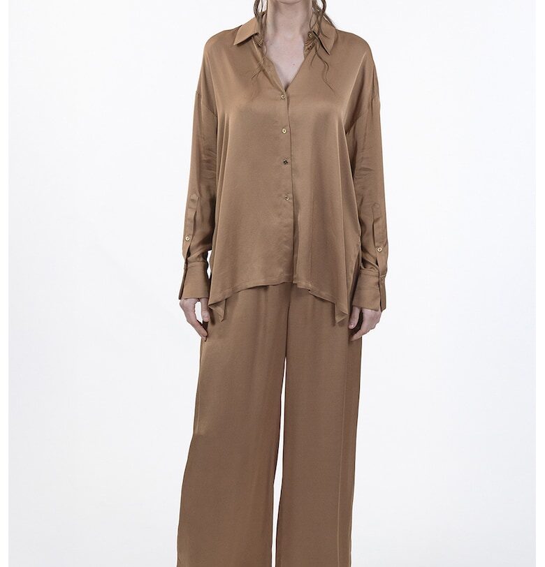 Свободна риза с паднали ръкави - Карамел Maellie