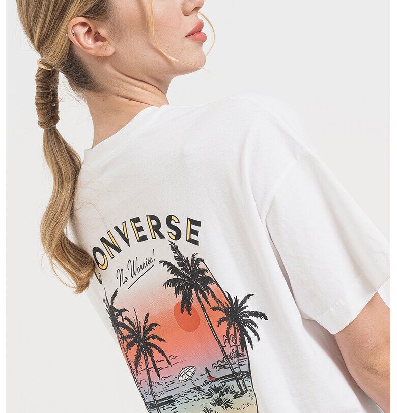 Свободна тениска - Бял/Черен/Корал Converse