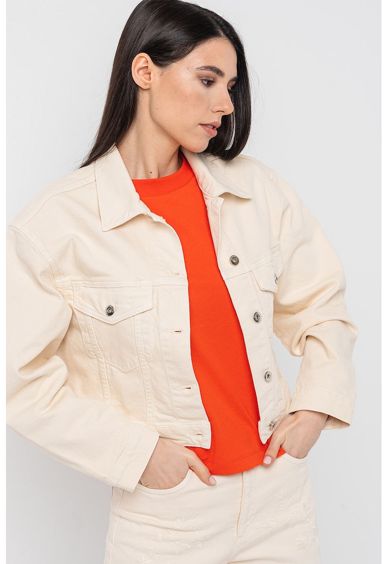 Свободно дънково яке - Слонова кост United Colors of Benetton