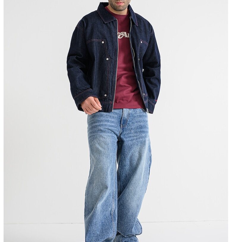 Свободно дънково яке с цип - Ултрамарин синьо Pegador