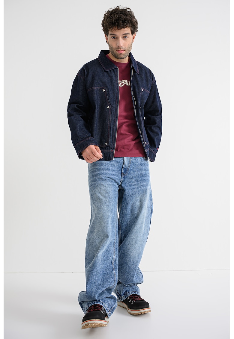 Свободно дънково яке с цип - Ултрамарин синьо Pegador