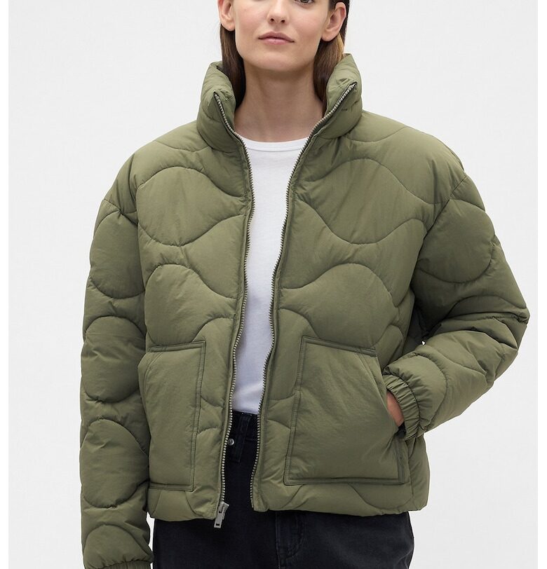 Свободно зимно яке с висока яка - Зелени аспержи GAP