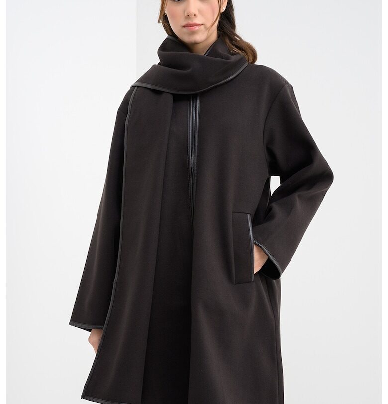 Свободно палто Fortune с шал - Тъмнокафяв Vero Moda