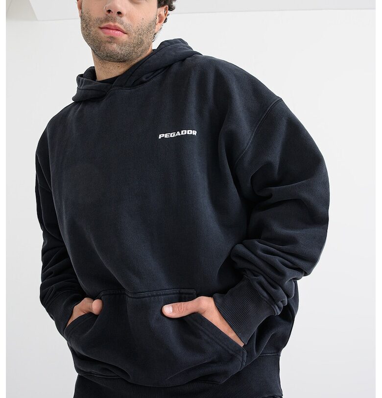 Свободно худи с джоб кенгуру - Избеляло черно Pegador