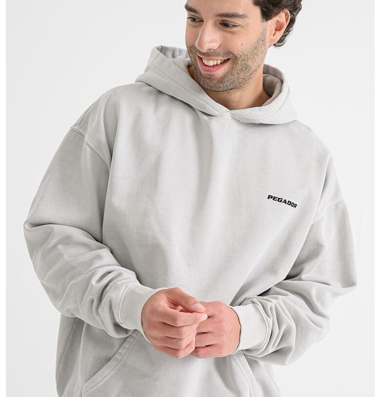 Свободно худи с джоб кенгуру - Светло сив Pegador
