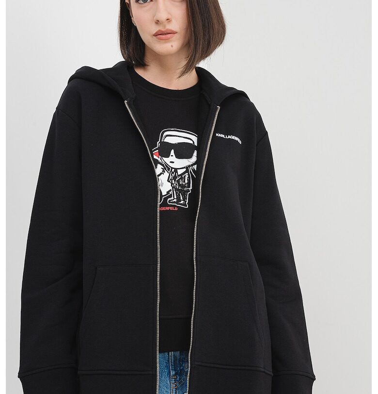 Свободно худи с джобове и цип - Черен Karl Lagerfeld