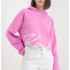Свободно худи с органичен памук с лого - Фуксия Karl Lagerfeld