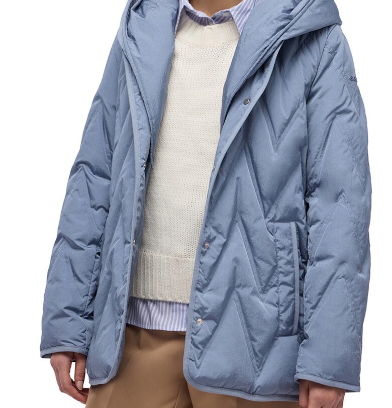 Свободно яке Plummery с качулка и пухена вата - Петролно синьо Geox