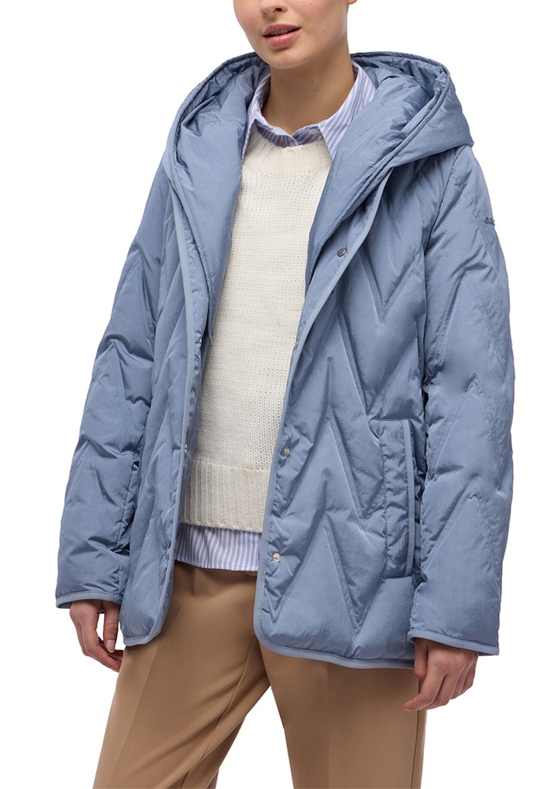 Свободно яке Plummery с качулка и пухена вата - Петролно синьо Geox