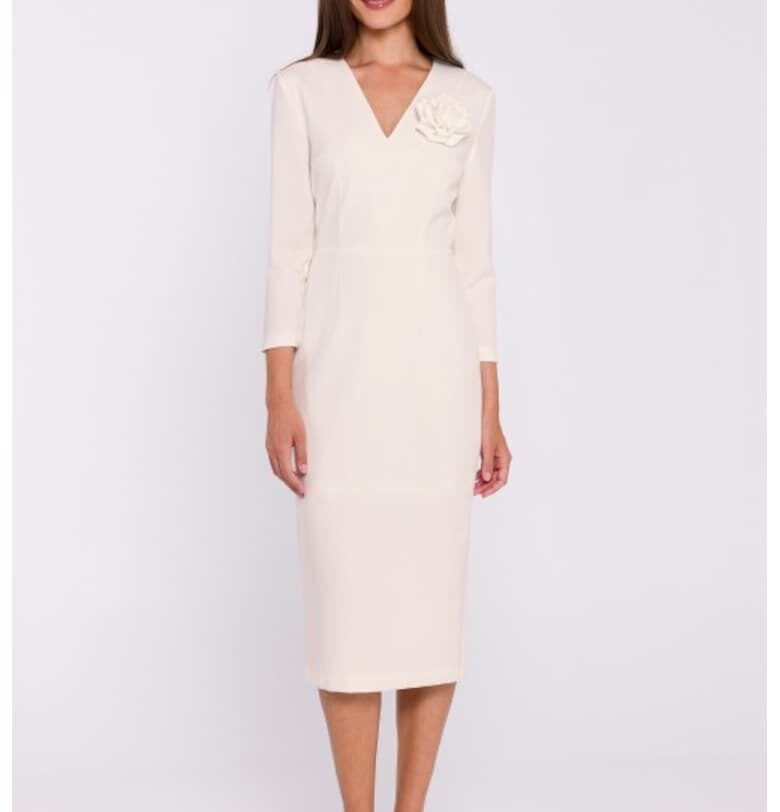 Семпла миди рокля с V-образно деколте Stylove