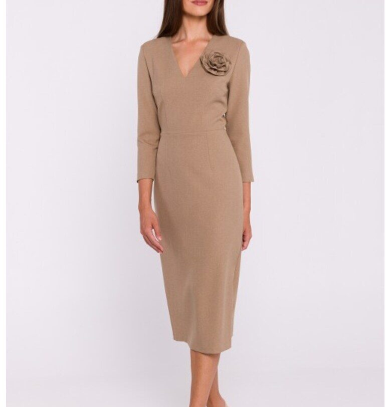 Семпла миди рокля с V-образно деколте Stylove