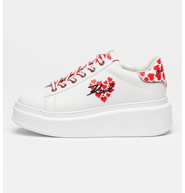 Скосени кожени спортни обувки с лого Karl Lagerfeld