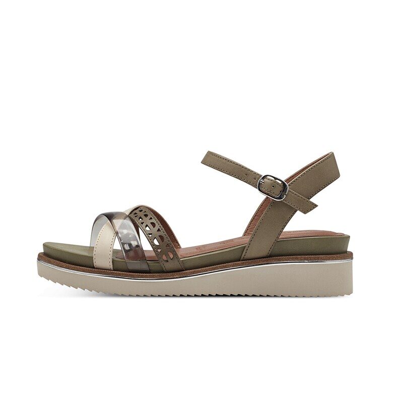 Скосени сандали с кожа Tamaris