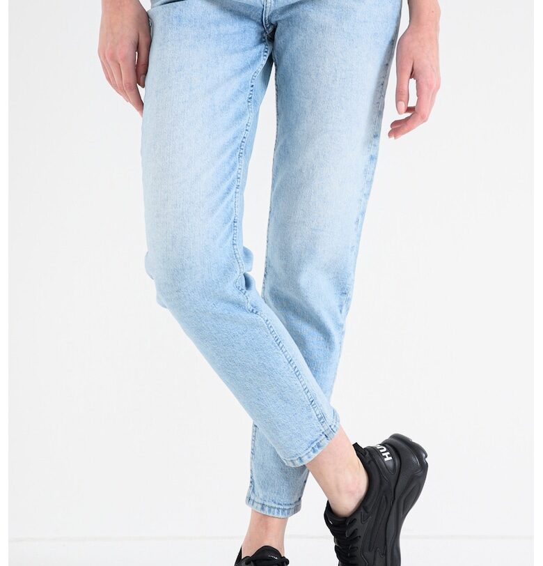 Скосени скъсени дънки Brooks с миди талия - Светлосин Mustang