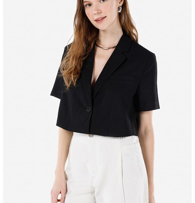 Скъсено сако с къси ръкави - Черен COLINS