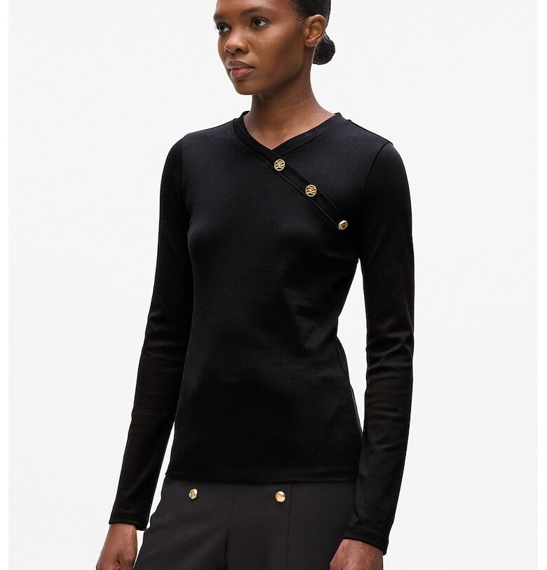 Слим блуза от органичен памук - Черен Karl Lagerfeld