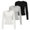 Слим блузи - 3 броя - Слонова кост/Черен/Сив Only