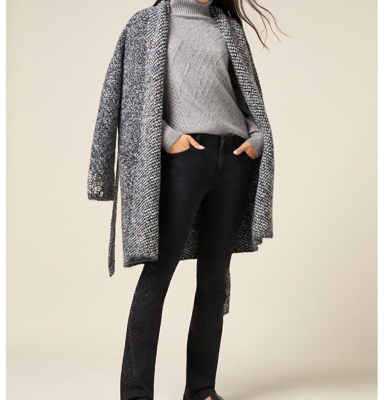 Слим дънки с декоративни камъни Oltre