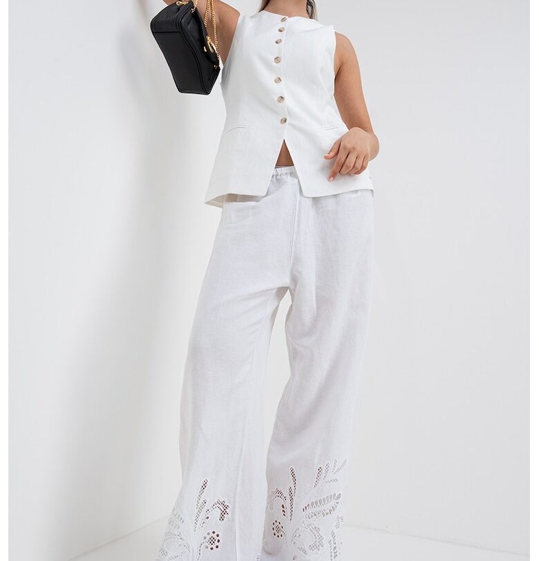 Слим елек с лен - Слонова кост Tommy Hilfiger