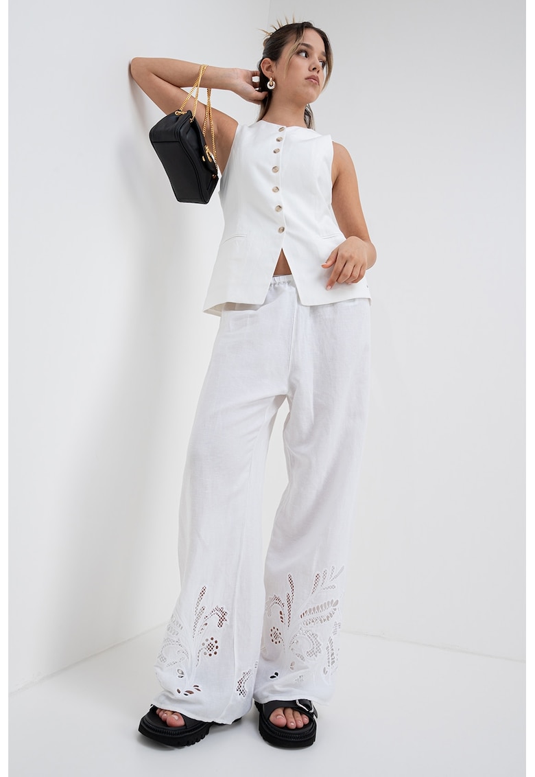 Слим елек с лен - Слонова кост Tommy Hilfiger