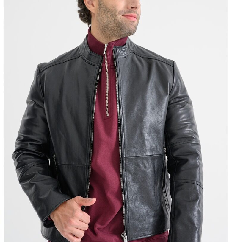 Слим кожено яке Lokis - Черен HUGO