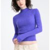 Слим пуловер Sarmie с ниска яка - Аметист HUGO