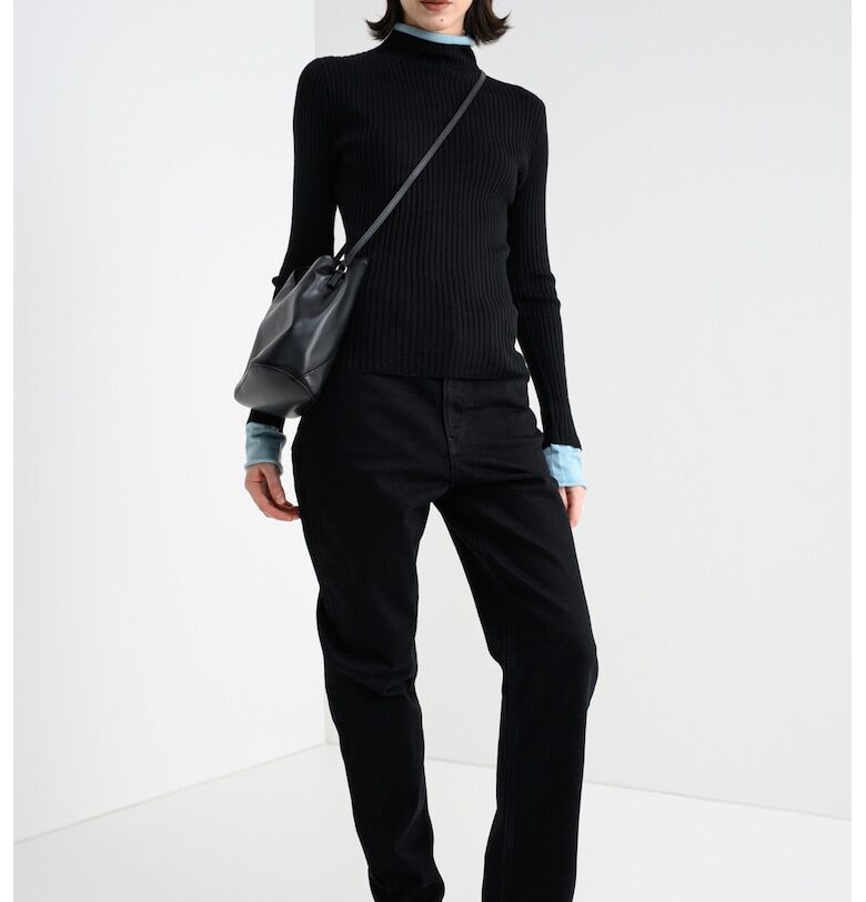 Слим пуловер с вълна - Черен/Тюркоаз CALVIN KLEIN JEANS