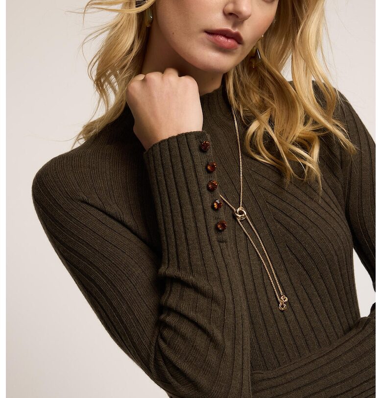 Слим пуловер с вълна - Каки Motivi