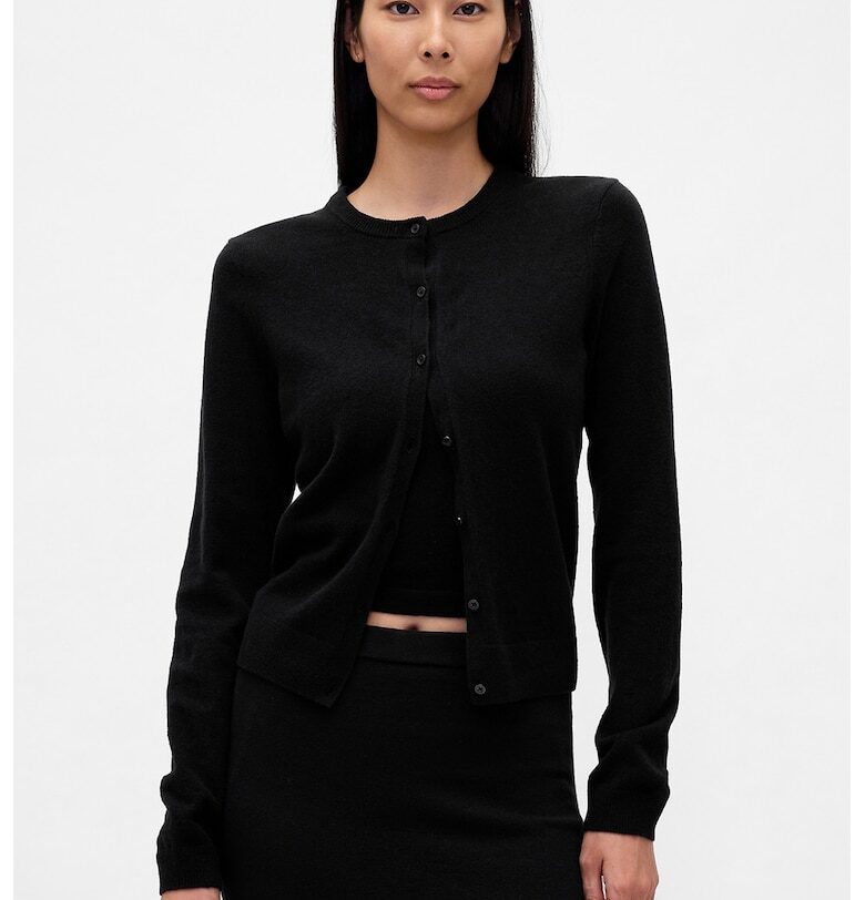 Слим пуловер с копчета - Черен GAP