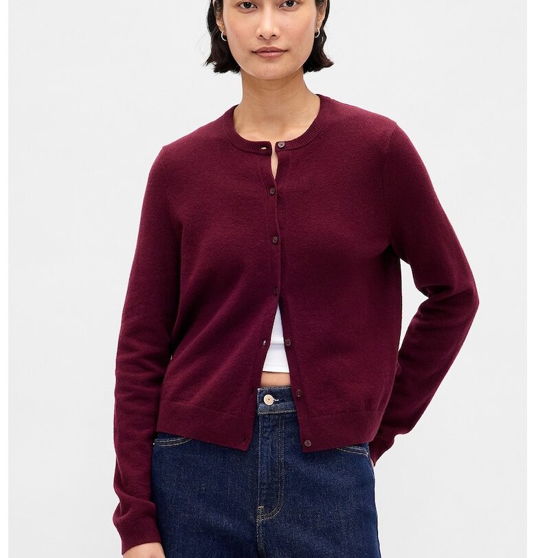 Слим пуловер с копчета - Бордо GAP