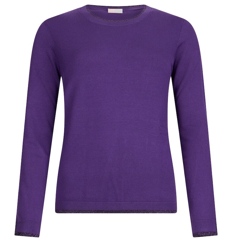 Слим пуловер с овално деколте - Виолетов Liu Jo