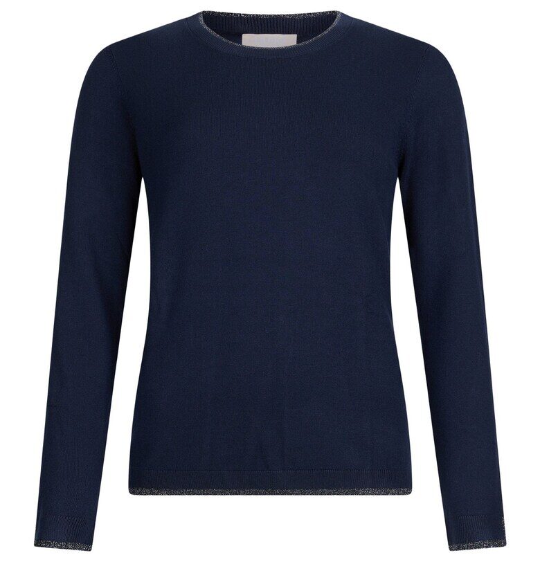 Слим пуловер с овално деколте - Тъмносин Liu Jo